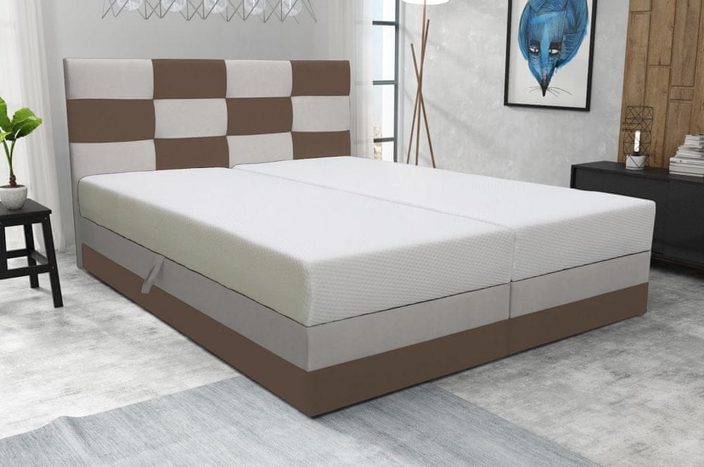 Veneti Boxspringová posteľ s úložným priestorom MARLEN - 120x200, hnedá / béžová