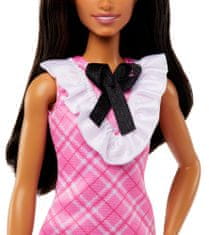 Mattel Barbie Modelka 209 - Ružové kockované šaty FBR37
