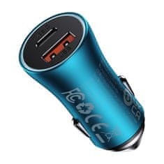 shumee Golden Contactor Max USB USB-C 60W QC rýchla nabíjačka do auta, modrá
