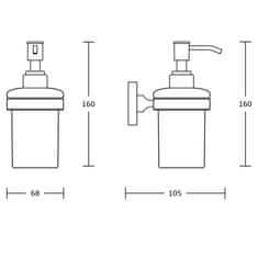 AQUALINE SAMBA dávkovač mydla 150ml, mliečne sklo, čierna SB219 - Aqualine
