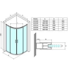 Gelco SIGMA SIMPLY štvrťkruhová sprchová zástena 1000x1000 mm, R550, číre sklo GS5510 - Gelco