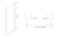 AQUALINE AMADEO bočná stena 900 mm, sklo BRICK BTP90 - Aqualine