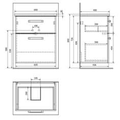 AQUALINE VEGA umývadlová skrinka 62x72, 6x43, 6 cm, 2xzásuvka, biela VG063 - Aqualine
