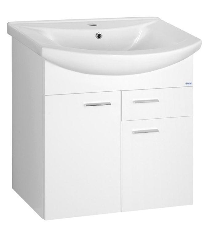 AQUALINE ZOJA umývadlová skrinka 61,5x74x32cm, 2x dvierka, 1x zásuvka, biela 51065A - Aqualine