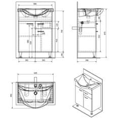 AQUALINE KERAMIA FRESH umývadlová skrinka, 1 zásuvka, 60,6x74x34 cm, biela 50064A - Aqualine