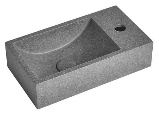 SAPHO CREST R betónové umývadlo vrátane výpuste, 40x22 cm, čierny granit AR409 - Sapho