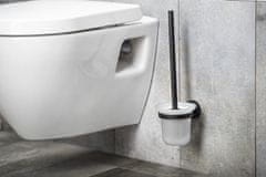 AQUALINE SAMBA nástenná WC kefa, mliečne sklo, čierna SB208 - Aqualine
