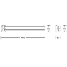 AQUALINE RUMBA otočný držiak uterákov dvojitý, 450mm, chróm RB121 - Aqualine