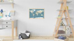 Allboards Allboards,Magnetický obraz- mapa světa 60x40cm v přírodním dřevěném rámu,TM64D_00058
