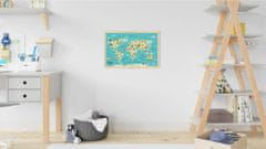 Allboards Allboards,Magnetický obraz- mapa světa zvířat pro děti 60x40cm v přírodním dřevěném rámu,TM64D_00060