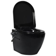 Vidaxl Závesné bezrámové WC so skrytou nádržkou čierne keramika