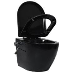 Petromila vidaXL Závesné bezrámové WC so skrytou nádržkou čierne keramika