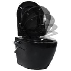 Petromila vidaXL Závesné bezrámové WC so skrytou nádržkou čierne keramika