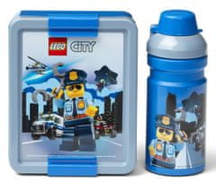 STREFA Box na občerstvenie 20x17,3x7,1cm + fľaša 390ml,PP+ silikónová LEGO CITY sada 2 ks