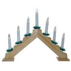 M.A.T Group svietnik vianočný el. 7 sviečok,teplá BÍ,jehlan,drev.prírodní,do zásuvky
