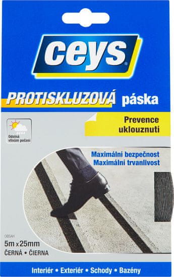 Ceys Páska protišmyková 25mmx5m ČER TACKCEYS