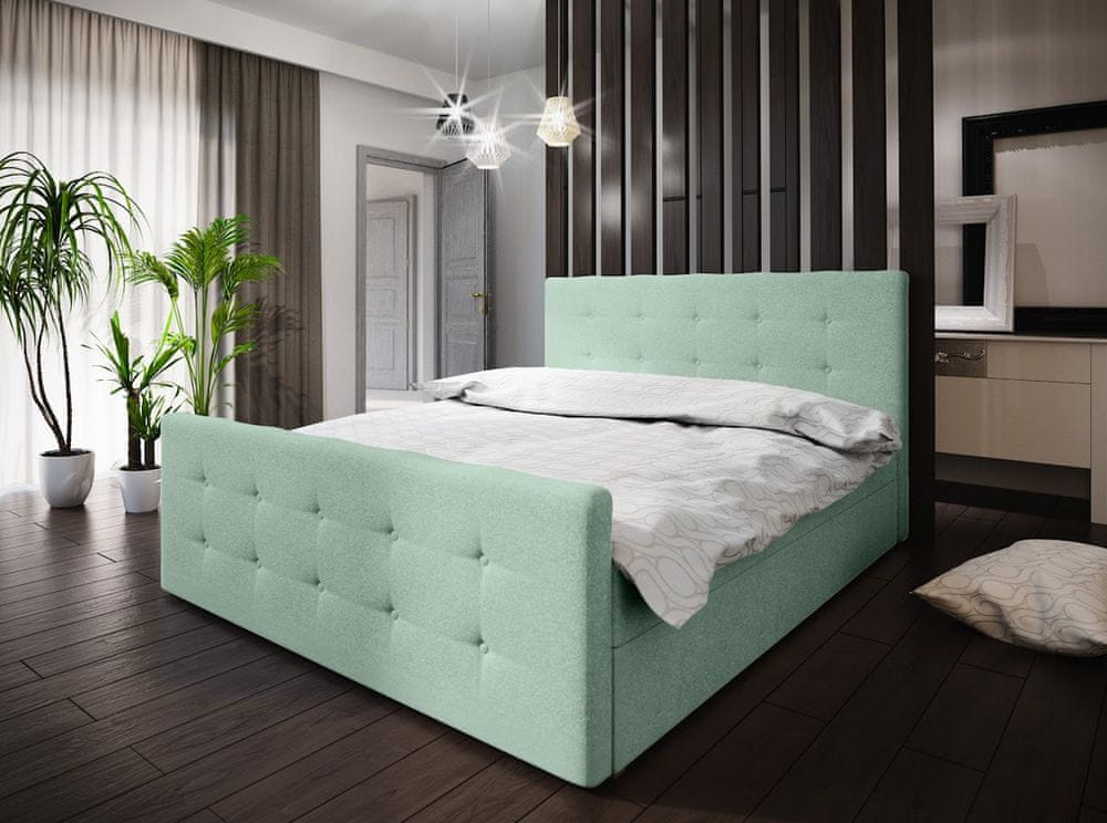 Veneti Boxspringová manželská posteľ VASILISA 1 - 140x200, svetlo zelená