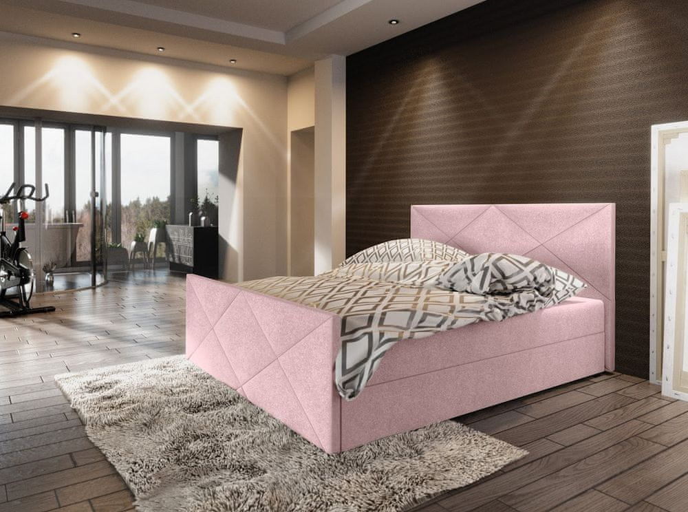 Veneti Boxspringová jednolôžková posteľ VASILISA COMFORT 4 - 120x200, ružová