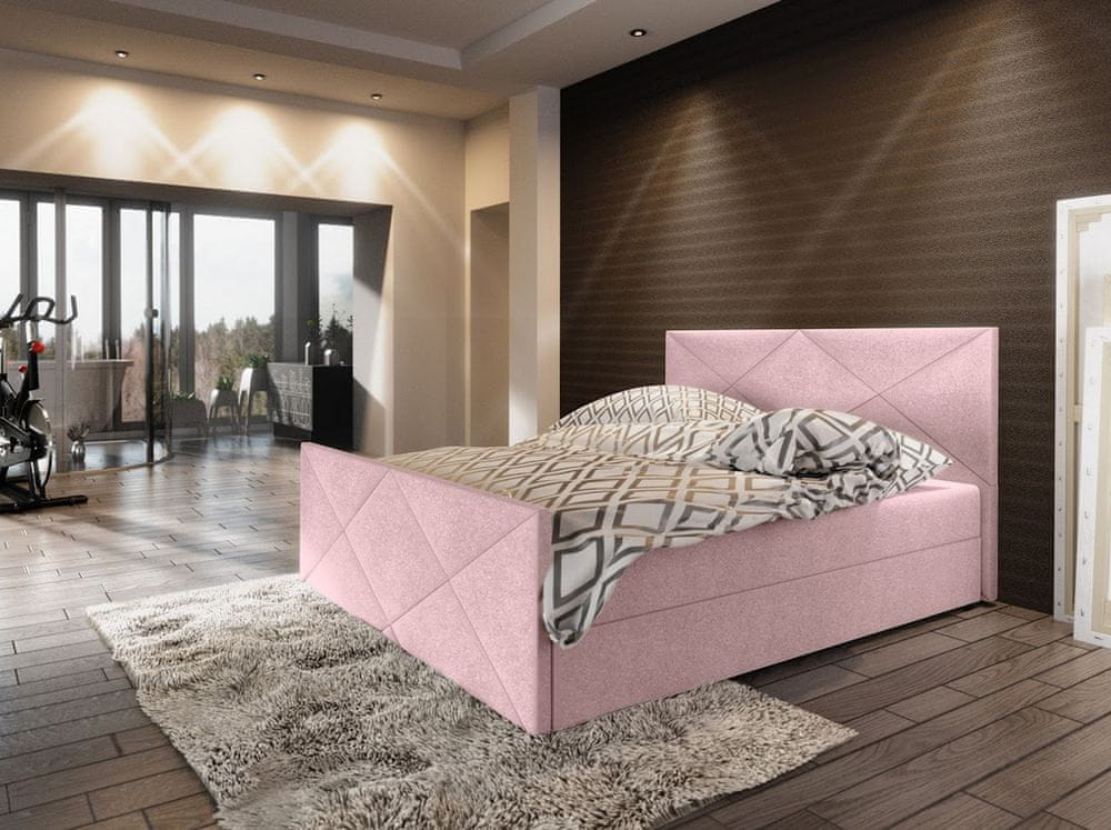 Veneti Boxspringová manželská posteľ VASILISA 4 - 180x200, ružová