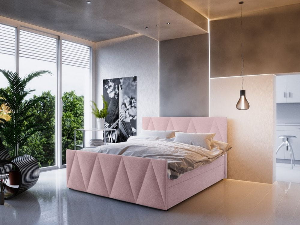 Veneti Boxspringová manželská posteľ VASILISA COMFORT 3 - 140x200, ružová