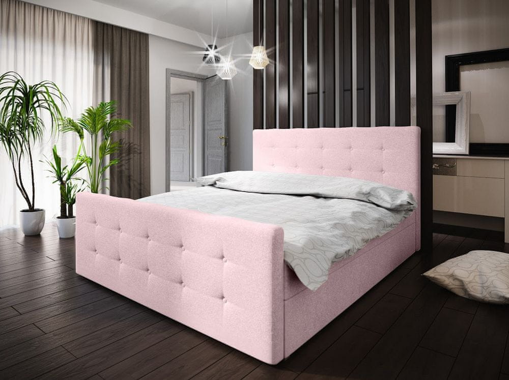 Veneti Boxspringová manželská posteľ VASILISA 1 - 180x200, ružová