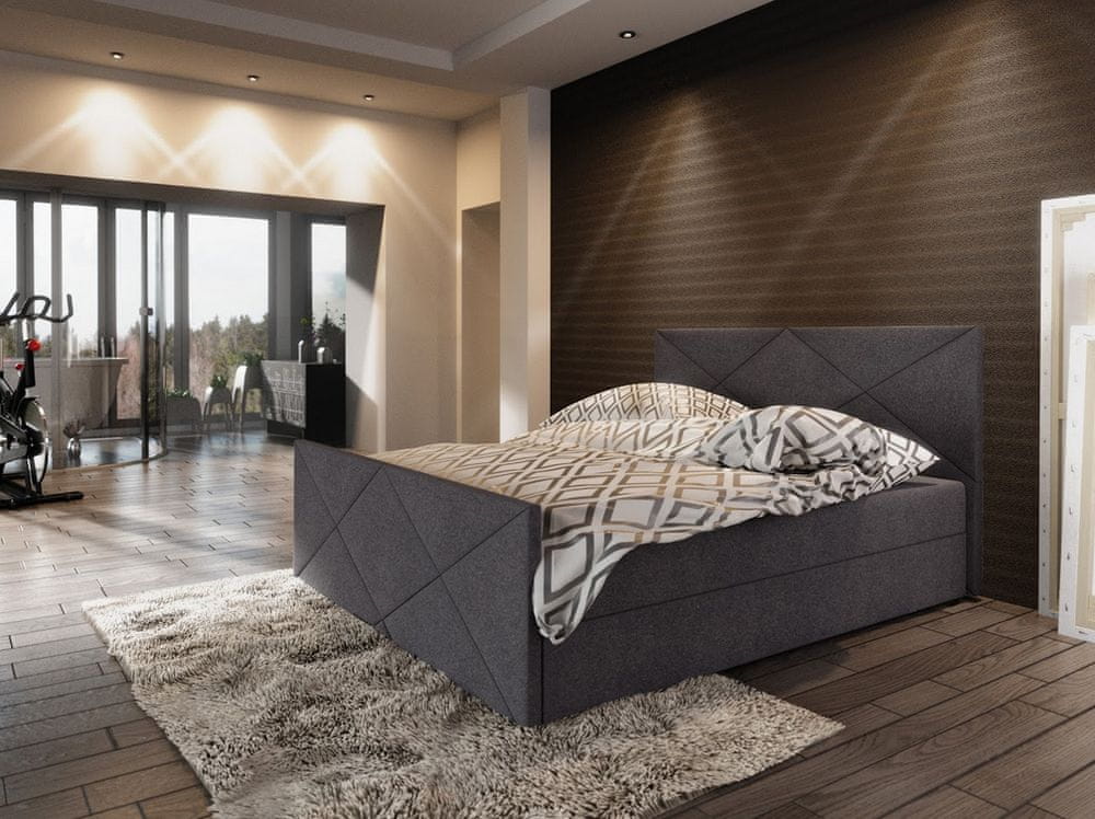 Veneti Boxspringová manželská posteľ VASILISA COMFORT 4 - 140x200, tmavo šedá
