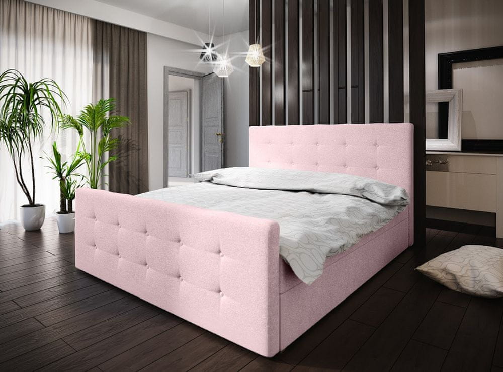 Veneti Boxspringová manželská posteľ VASILISA COMFORT 1 - 180x200, ružová