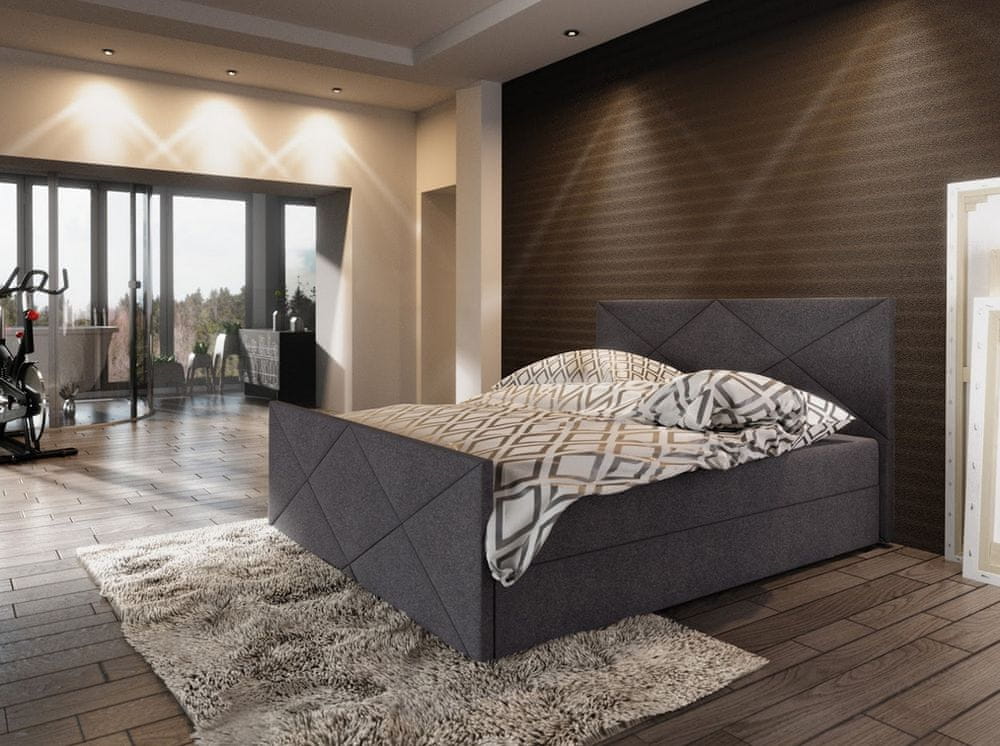 Veneti Boxspringová manželská posteľ VASILISA 4 - 140x200, tmavo šedá