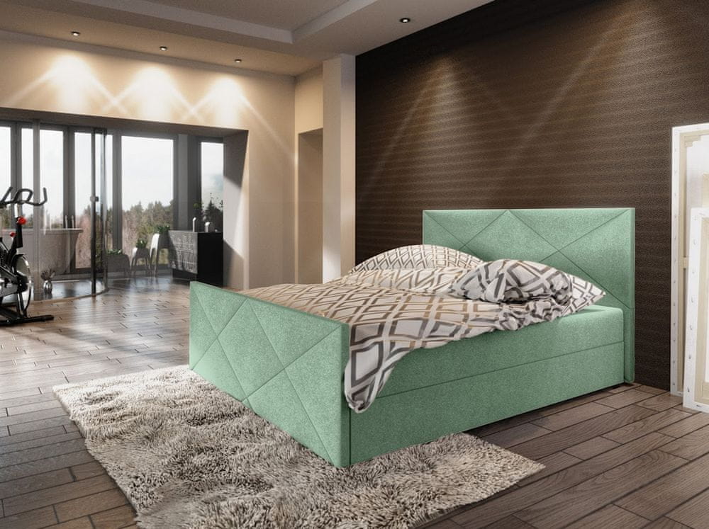 Veneti Boxspringová manželská posteľ VASILISA COMFORT 4 - 200x200, svetlo zelená