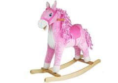 Lean-toys Ružový bežecký kôň s kučerami Zvuky Pohybuje čumákom Chvost 74 cm