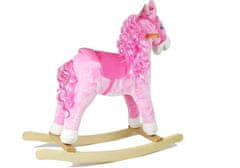 Lean-toys Ružový bežecký kôň s kučerami Zvuky Pohybuje čumákom Chvost 74 cm
