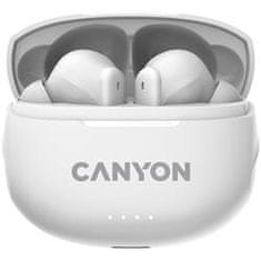 Canyon TWS-8 BT slúchadlá s mikrofónom, BT V5.3 JL 6976D4, púzdro 470mAh+40mAh až 32h, biela