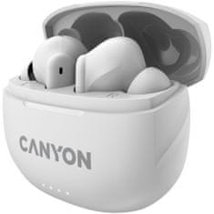 Canyon TWS-8 BT slúchadlá s mikrofónom, BT V5.3 JL 6976D4, púzdro 470mAh+40mAh až 32h, biela