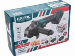 Extol Industrial Brúska uhlová aku Share20V, 1x akumulátor 2Ah Li-ion, 125mm, EXTOL INDUSTRIAL