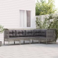 Vidaxl 5-dielna záhradná sedacia súprava s podložkami sivá polyratan
