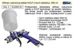 MAGG Pistole stříkací vzduchová HVLP Magg Profi horní nádobka 600ml