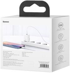 BASEUS síťová nabíječka Super Si, USB-C, PD, 20W, biela + kábel USB-C - Lightning, M/M, 1m