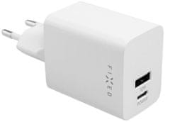 FIXED síťová nabíječka Mini s USB-C + USB-A, PD, 45W, biela