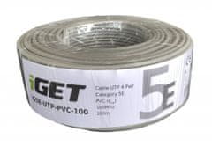 iGET Síťový kábel CAT5E UTP PVC Eca 100m/role