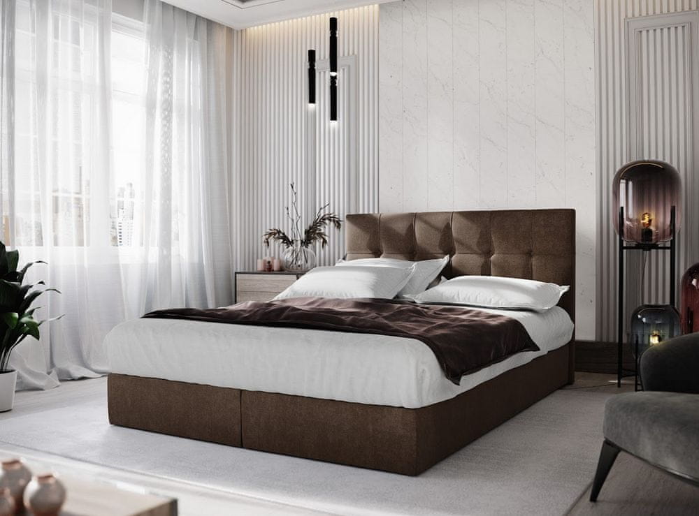 Veneti Boxspringová posteľ s úložným priestorom PURAM COMFORT - 160x200, hnedá