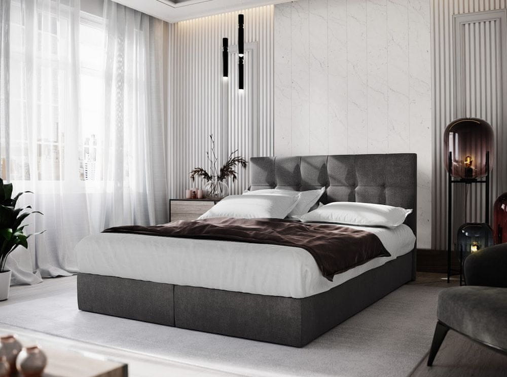 Veneti Boxspringová posteľ s úložným priestorom PURAM COMFORT - 160x200, tmavo šedá
