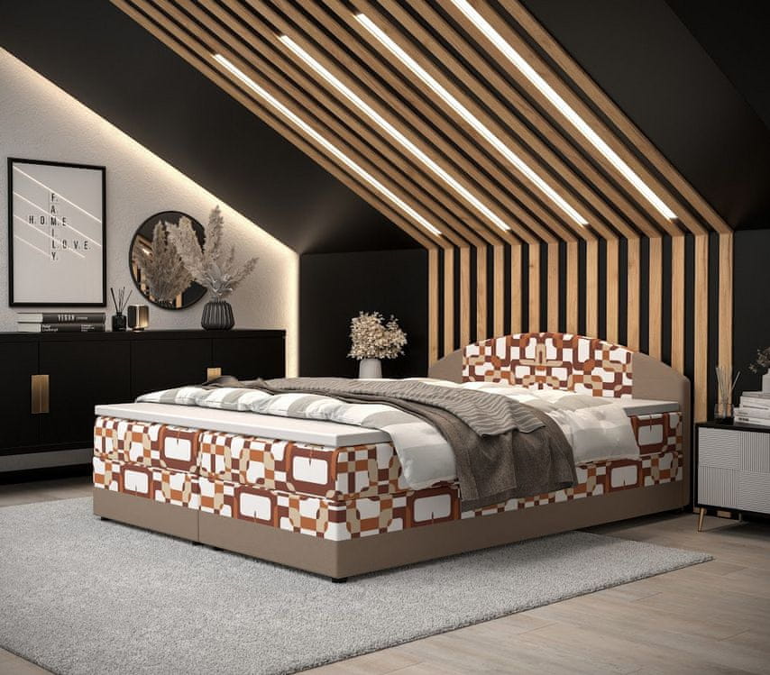 Veneti Boxspringová posteľ s úložným priestorom LIZANA COMFORT - 180x200, vzor 1 / béžová