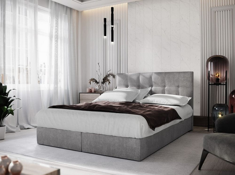 Veneti Boxspringová posteľ s úložným priestorom PURAM COMFORT - 140x200, šedá