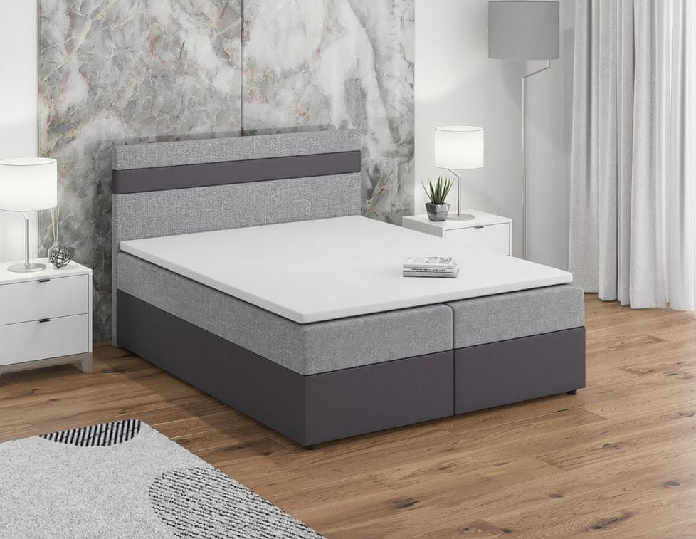 Veneti Boxspringová posteľ s úložným priestorom SISI - 120x200, svetlo šedá / šedá