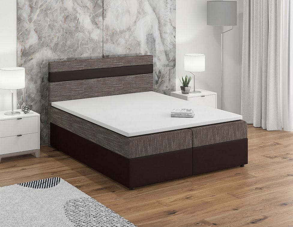 Veneti Boxspringová posteľ s úložným priestorom SISI COMFORT - 140x200, béžová / hnedá