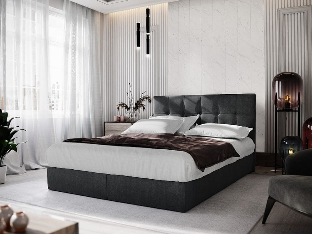 Veneti Boxspringová posteľ s úložným priestorom PURAM COMFORT - 180x200, čierna