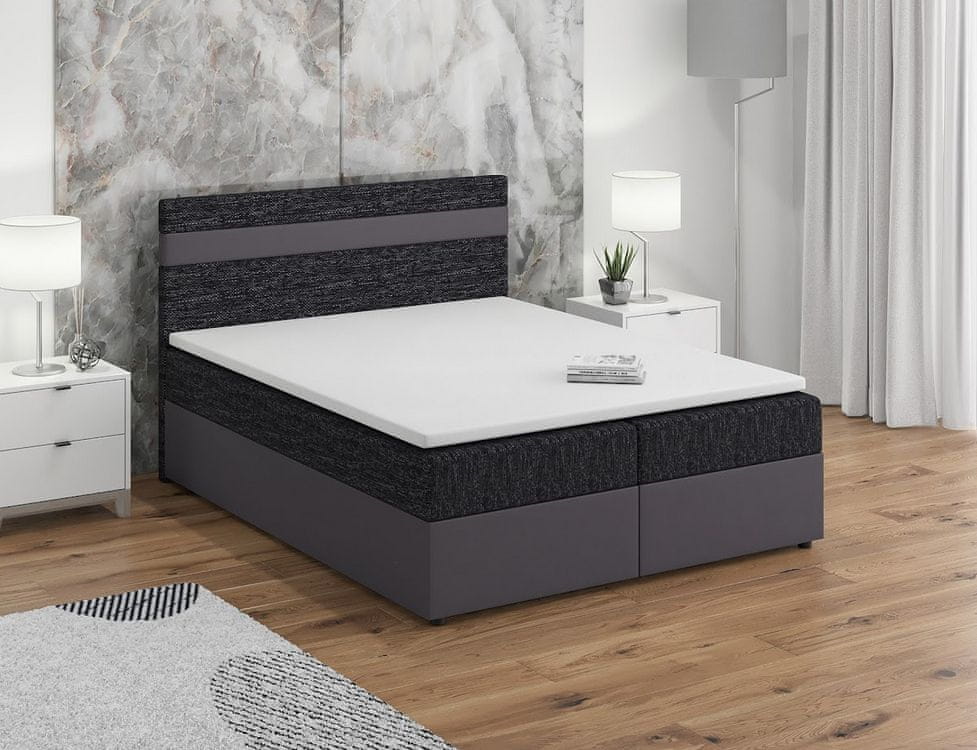 Veneti Boxspringová posteľ s úložným priestorom SISI COMFORT - 180x200, čierna / šedá