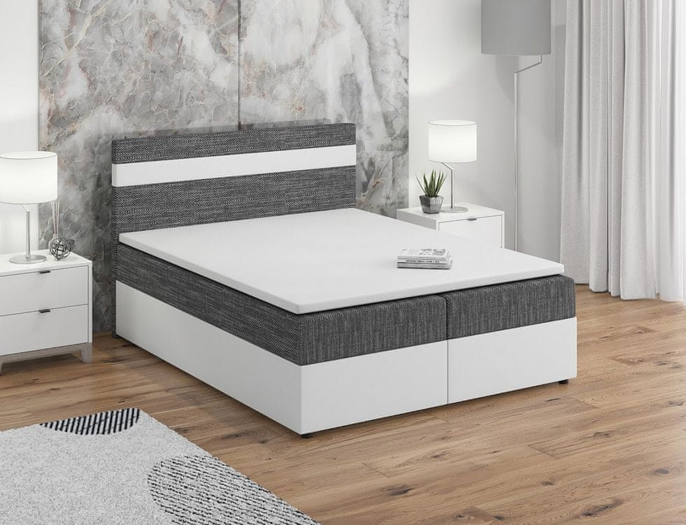 Veneti Boxspringová posteľ s úložným priestorom SISI - 120x200, šedá / biela
