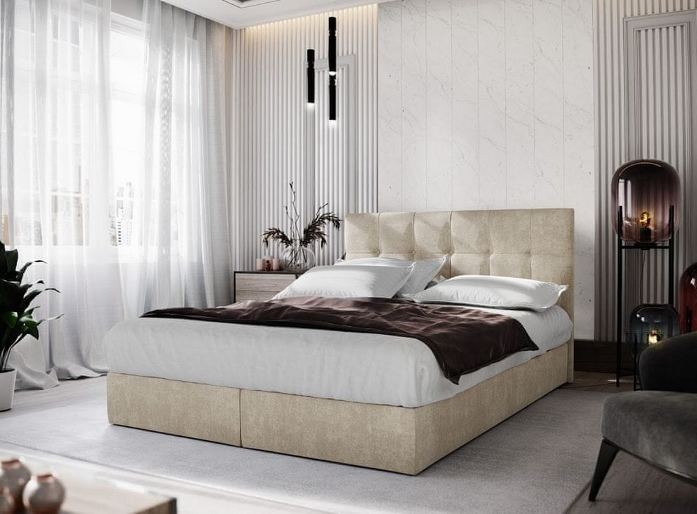 Veneti Boxspringová posteľ s úložným priestorom PURAM COMFORT - 140x200, béžová