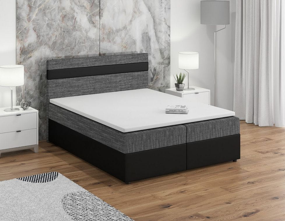 Veneti Boxspringová posteľ s úložným priestorom SISI COMFORT - 200x200, šedá / čierna